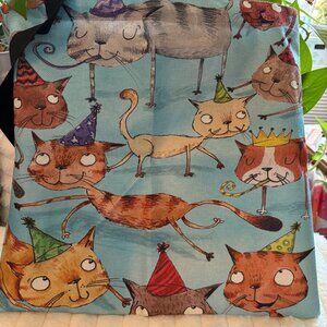 Cats Cotton and Hemp Cute Colorful Cat Party Tote Shoulder Reusable Bag
